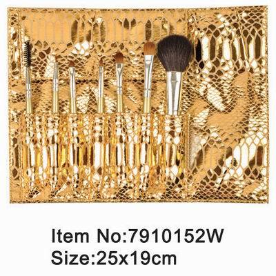 7pcs doré manche plastic animal/nylon maquillage brosse à cheveux en coffret bling satin