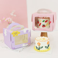 Cheap Custom Cupcake Handle Cake Boxes with Window