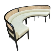 Black Wooden Frame Cane Rattan Back Banquette Sofa: Perfect Wedding Lounge Furniture Rental