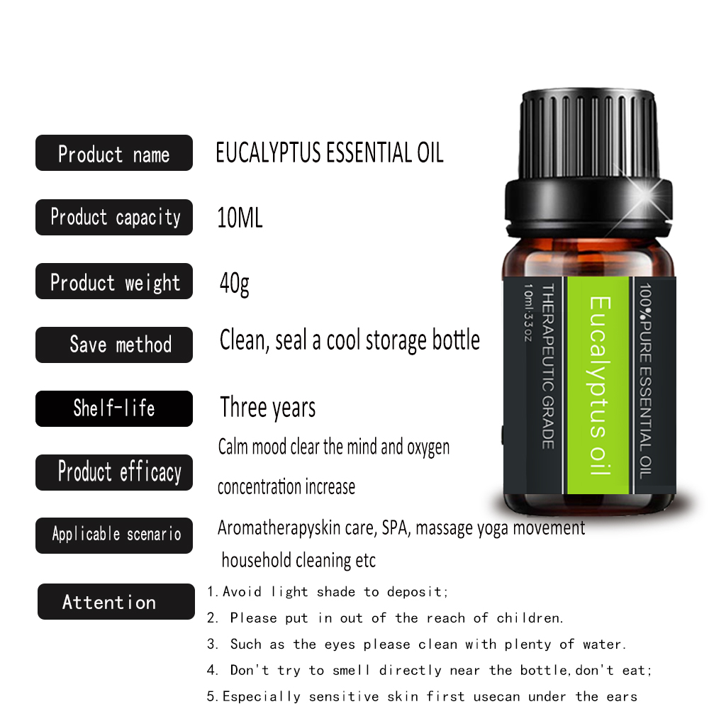 Label pribadi 100%minyak esensial eucalyptus murni untuk kulit