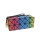 High quality bulk custom logo rainbow color PU geometric travel cosmetic bag for makeup