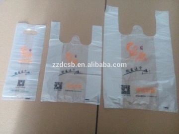 Embossed HDPE Taken-out Bag For Beverage Shop With Die Cut Handle/T-shirt Handle