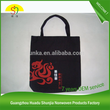 High Quality Wholesale Canvas Lady's Canvas Tote Bags Black Printed Canvas Bag