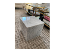 White Marble Plinth Side Table by Restoration Hardware