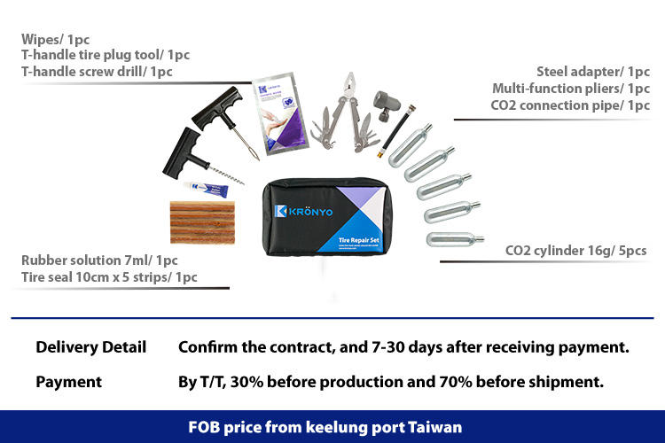 multifunction pliers and wet wipes for tire repair kit