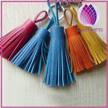 colorful mini crow leather tassel, tassel leather for handbag 6.5cm