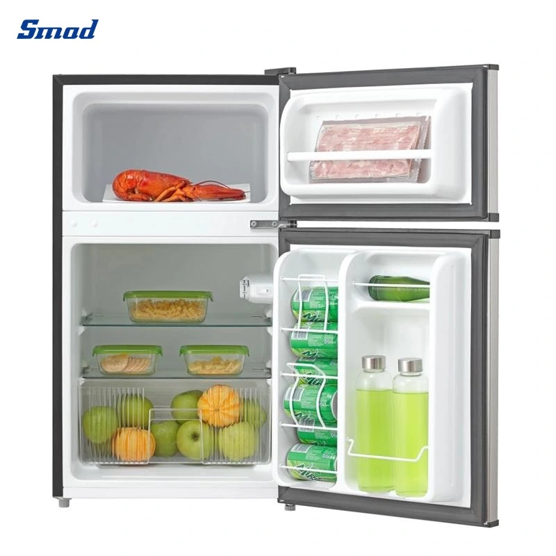 Smad 3.3cuft Hotel Home Dorm Double Door Refrigerator with Top Freezer