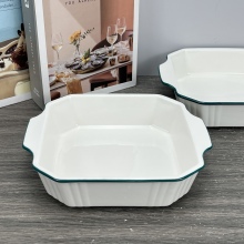 Durable Rectangular Ceramic Baking Tray for Kitchen