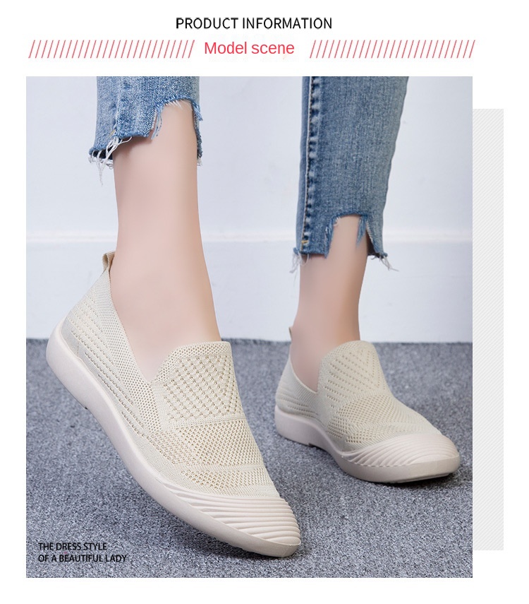 36-40 yards Wholesale slip-on casual Shoes Flying woven breathable cloth shoes mesh light soft sneakers Walking shoes for women