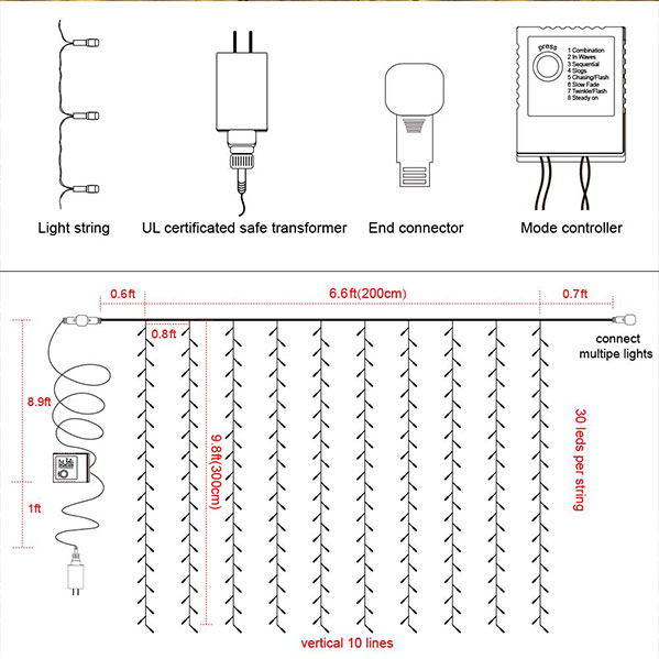 led waterfall curtain light