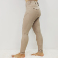 Beige Side Pocket Stretchy Equestrian Botches Women