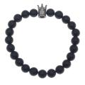 Pulsera elástica de corona de ónix negro mate