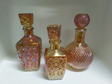 Luxury home decoration glass wine bottle with amber luster