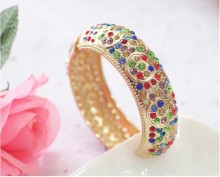 Bangle, Fashion Lady Gold Alloy Motif Hinge Crystal Bangle, Bangle Bracelet Jewelry Wholesale PT1561