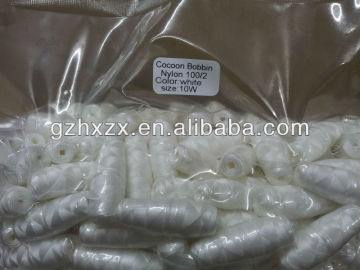 raw white 50s/2 spun polyester cocoon bobbin sewing thread for schiffli machine