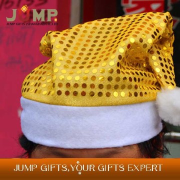 Best selling Christmas hats,hot yellow sequins Christmas hats