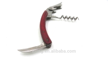 stainless steel corkscrew wine opener with the wooden handle