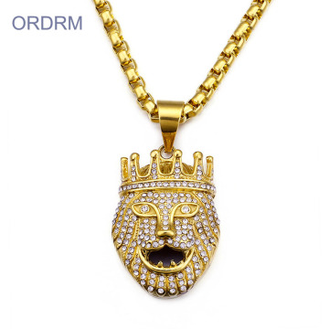 Gold Plated Iced Out Lion King Pendant Necklace