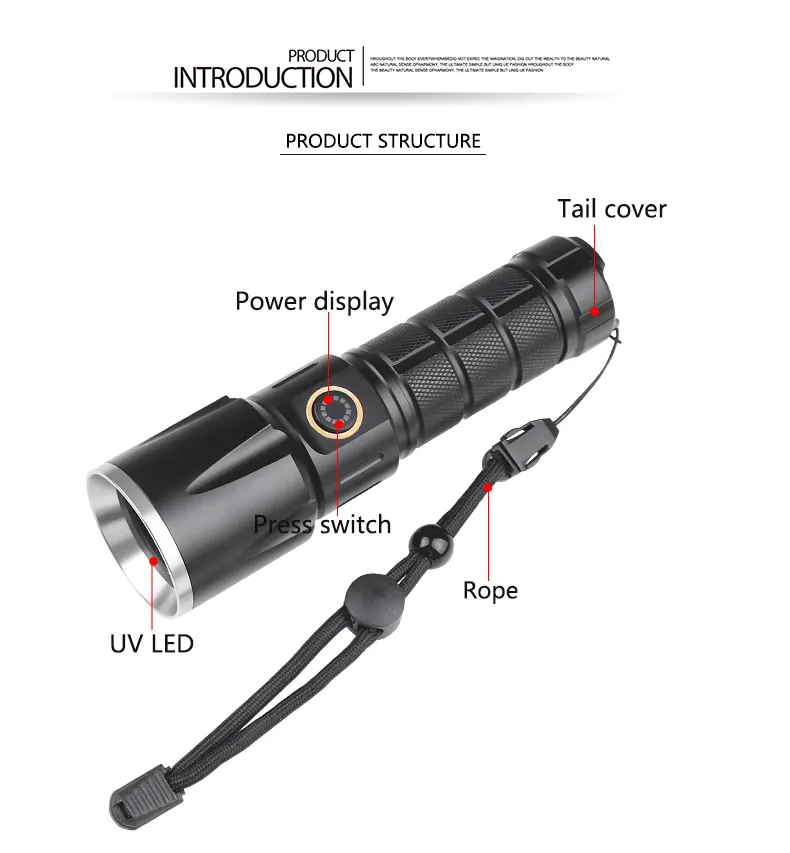 Portable USB UV Flashlight for Detecting Counterfeit Money