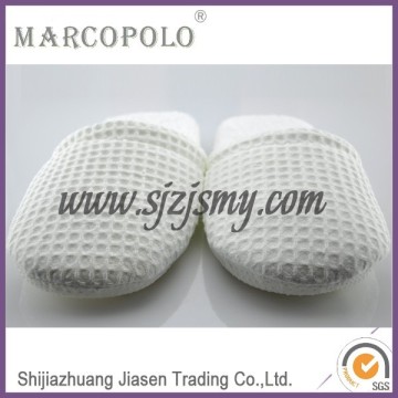 5 star white hotel bathroom slippers/100 cotton hote slippers with EVA or Anti-slip dots sole/cotton slippers with no sole