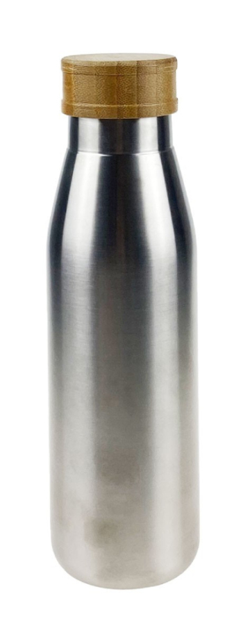 400mL Stainless Steel Wooden Lid Bottle