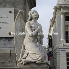 Antique marble guardian angel statues with wings praying for outdoor decoration