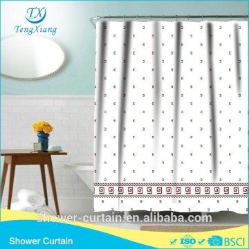 Polyester Fabric Red Boxes Bathroom Curtain