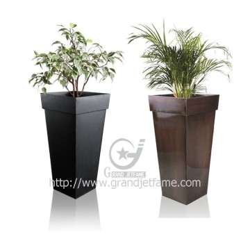 Zinc Metal Bronze Flared Square Planter Plant Flower Pot Tall Large Garden Patio