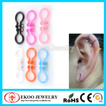 Colored Bio Plastic with Clear Gem Clip on Earrings