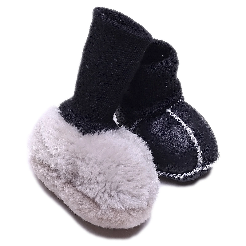 Winter Leather Baby Shoes Boots Infants Warm Shoes Fur Wool Baby Boots
