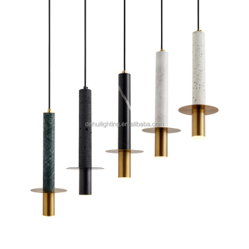 Metal and Natural Marble Terrazzo Black Basalt Pendant Lights