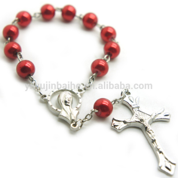 red pearl rosary bracelets,religious pearl rosary .R152