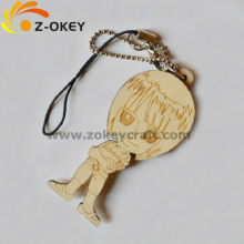 latest style Wooden laser carving key chain small thing for promotional