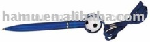 plastic soccer hanging ballpen with lanyard