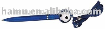 plastic soccer hanging ballpen with lanyard
