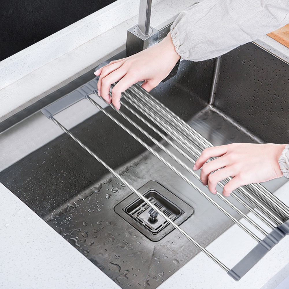 তিন-ঝুড়ি স্টেইনলেস স্টীল সিঙ্ক রাক Three-Basket Stainless Steel Sink Rack