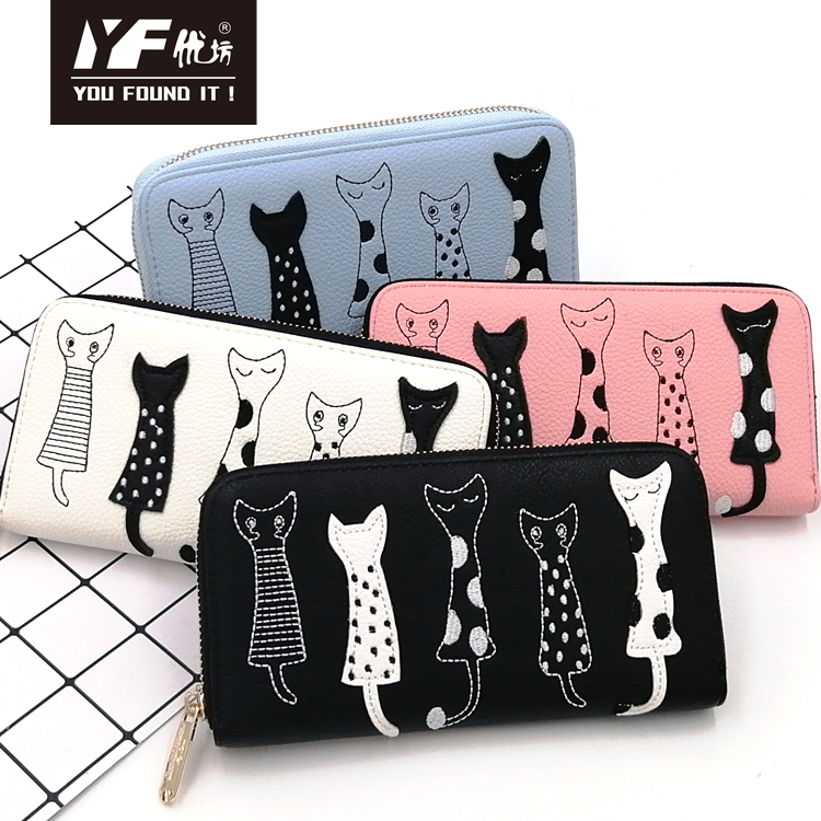 Custom cat waterproof leather for women wallet