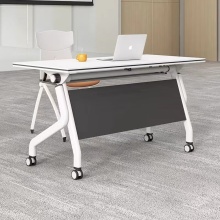 Folding Metal Training Table with Adjustable Frame and Casters