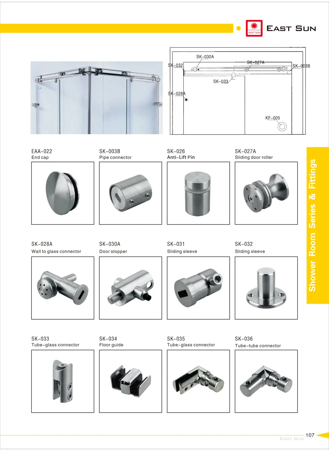 Frameless Shower Enclosure Sr-014-90 with Door Roller Sk-027A