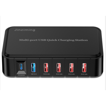 Chargeur de téléphone USB PD&amp;QC3.0 6 ports 86W