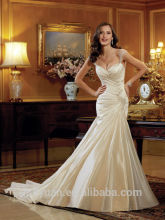 sexy backless cap sleeve satin champagne bridal gown lace sleeve