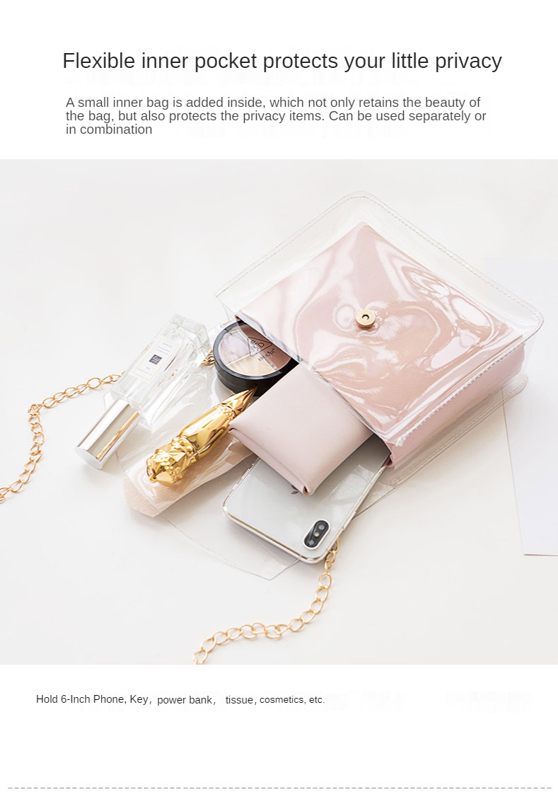 Foreign Trade Wholesale Ladies Transparent Jelly Bag Shoulder Messenger Mobile Phone Small Bag Fashion Female Bag