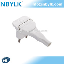 Rewirable flat power plug 2P EU French type NF approved 6A