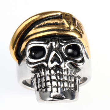 Sterling silver engraved skull ring men