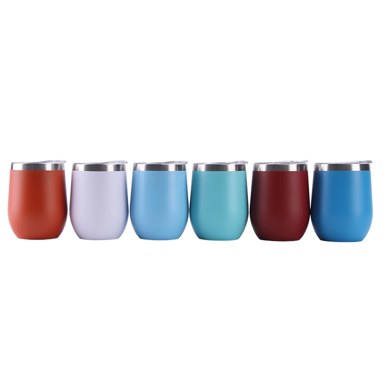 12oz Tumbler Powder Coasted Wine Cup Tumbler, Stainless Steel with Logo Custom Wine Mug