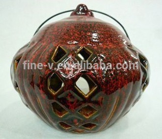 Antique red candle light ceramic arts and crafts