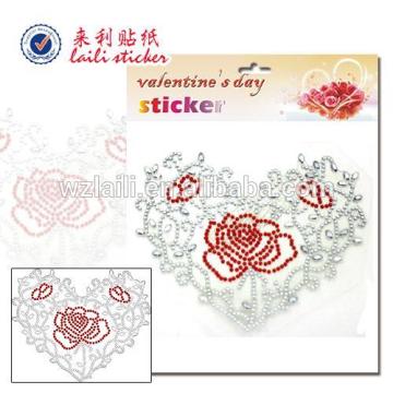 stickers for valentine'sday /jewelry heart sticker/heart shape acrylic rhinestone sticker
