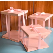 Transparent Pink Cake Packing Box With PET Window