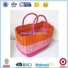 Factory supply pp woven stripe vegetables baskets