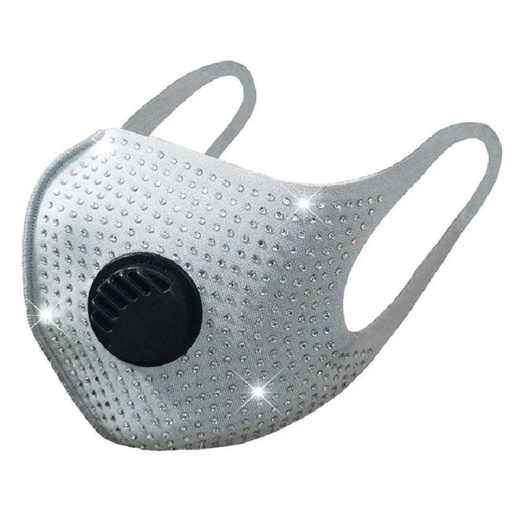 New with Breathing Valve Flash Rhinestone Dust Cloth Washable Facemask